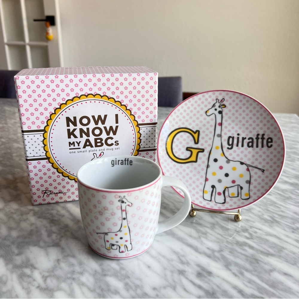 NIB Now I Know My ABCs G Giraffe Plate & Mug Set